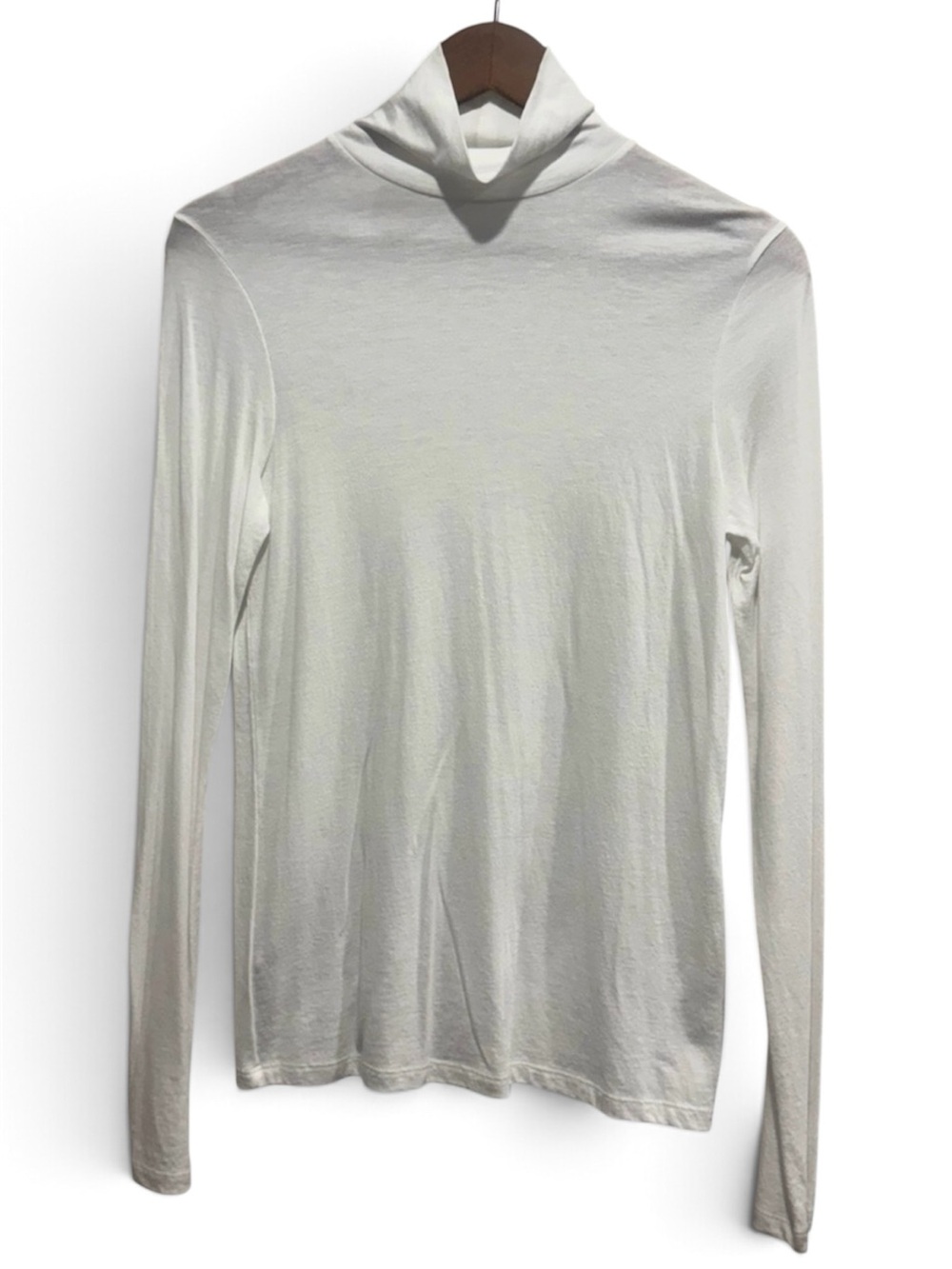 Vince White Pima Cotton Modal Turtleneck Long Sleeve Layering Top M